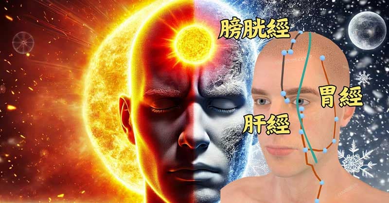 女性常見經絡型態，容易造成前額頭痛、偏頭痛