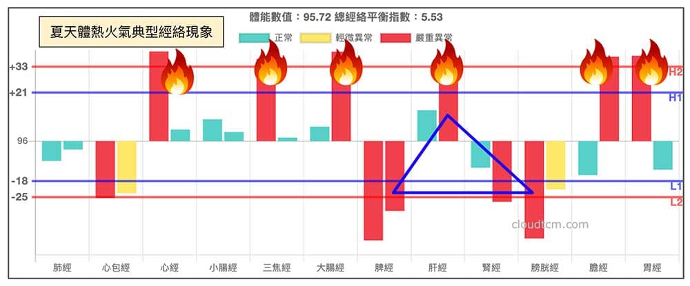 夏季很容易出現的火氣嚴重經絡型態