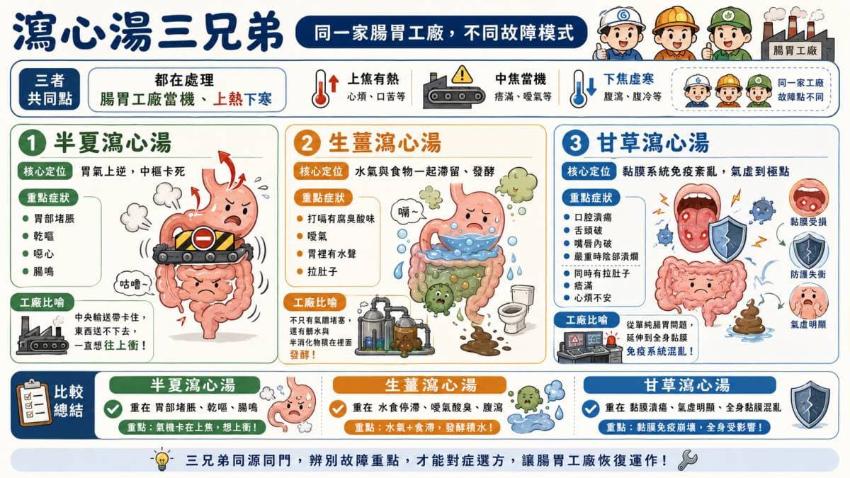 比較三種瀉心湯的差異