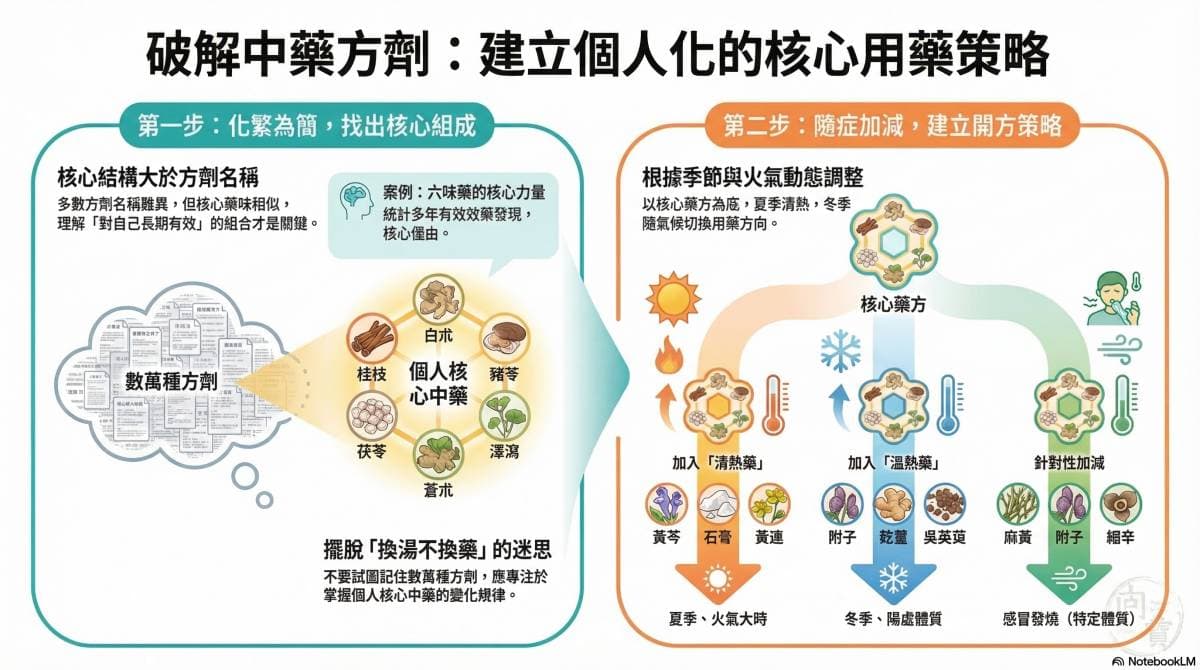 找出核心的中藥，在各種應用場景加以變化