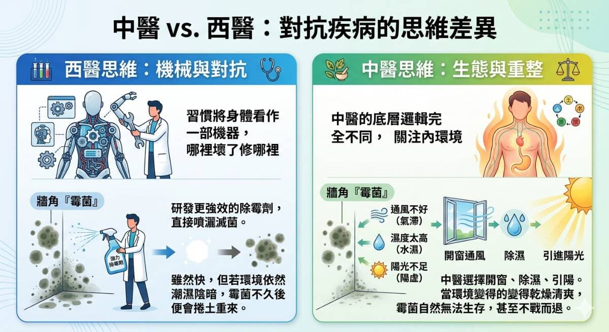 西醫與中醫對抗疾病的差異觀念