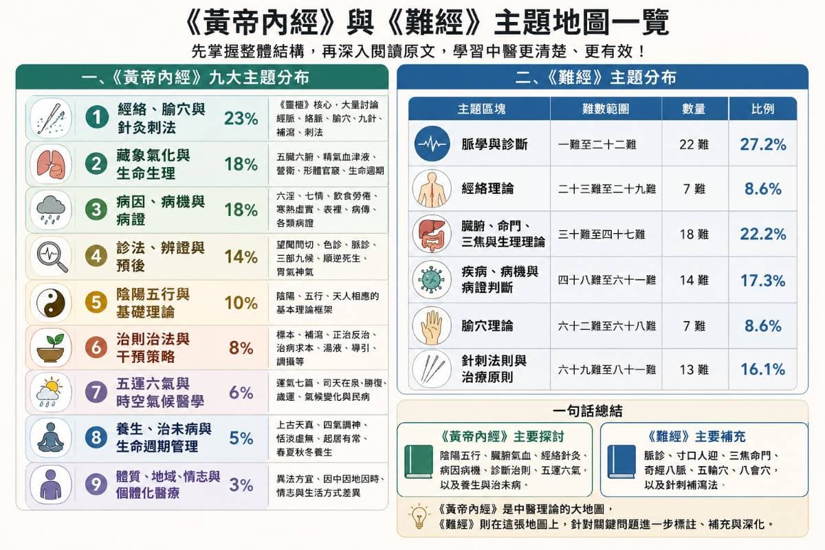 《黃帝內經》、《難經》的主題地圖