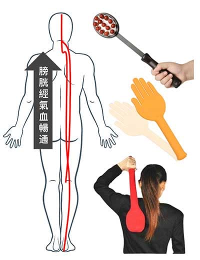 運用各種工具拍打背部，會感到非常舒服