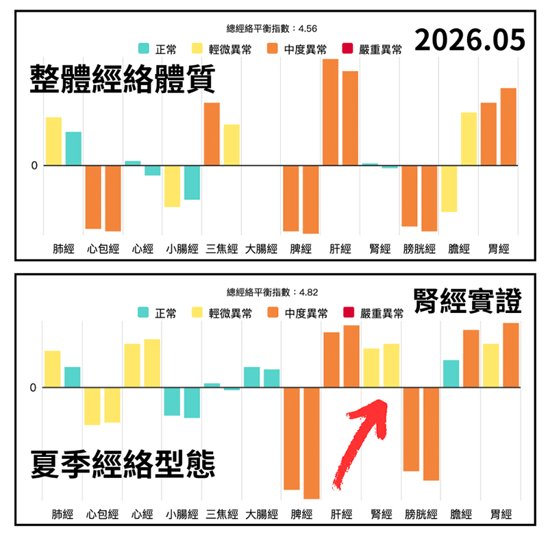 腎經出現實證的經絡體質現象