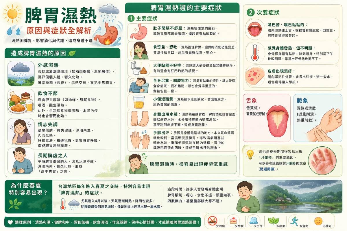 脾胃濕熱的症狀