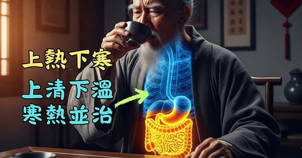 古人運用上清下溫，寒熱並治的方法改善上熱下寒
