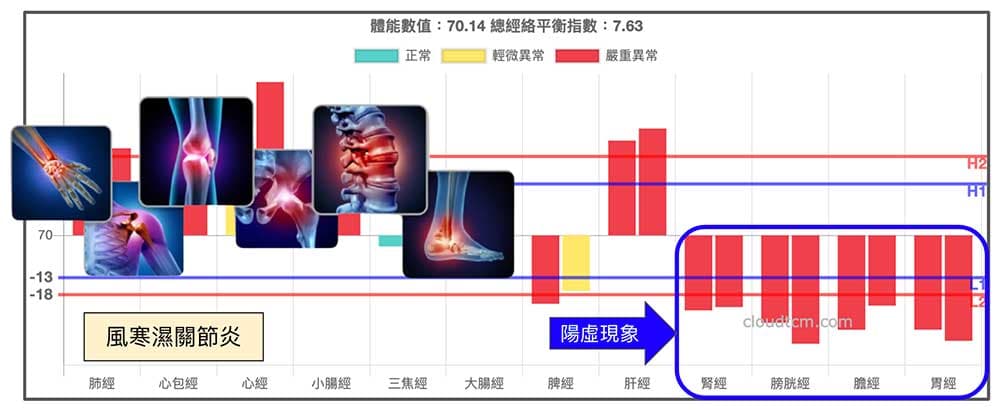 陽虛經絡型態與關節炎