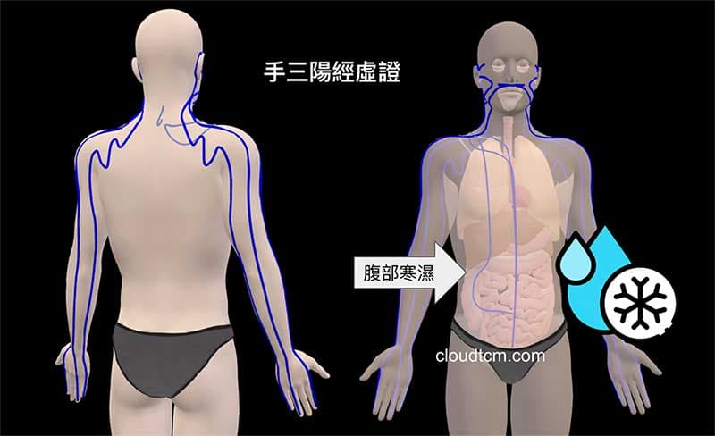手三陽經虛證時，通常是腹部寒濕