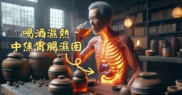 喝酒會增加體內的濕熱，水濕運化障礙