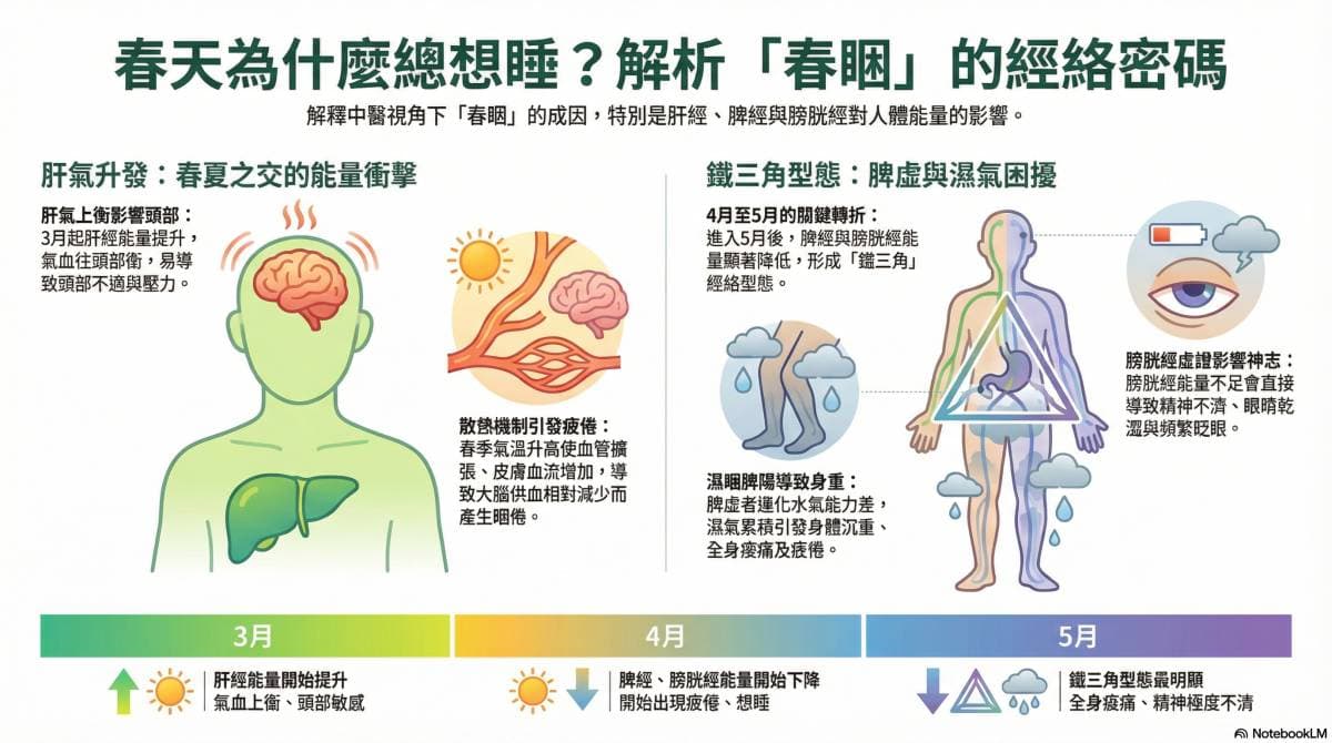 春季鐵三角經絡型態逐漸形成造成疲倦