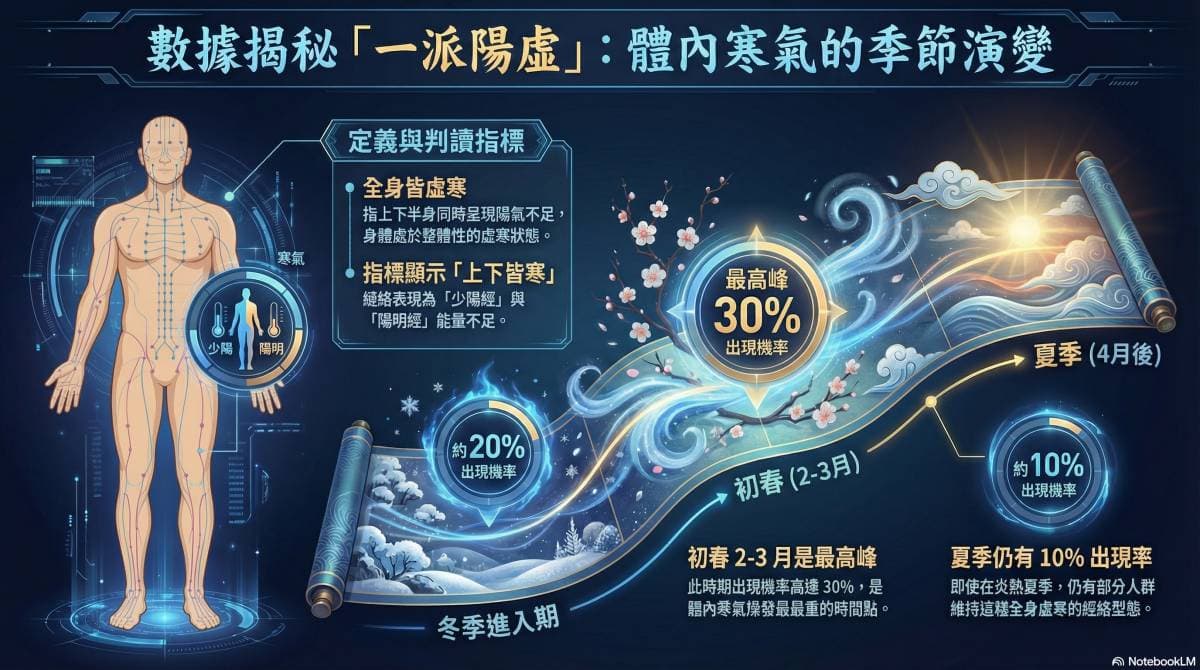 有一定比例的人體內會出現「一派陽虛」經絡現象