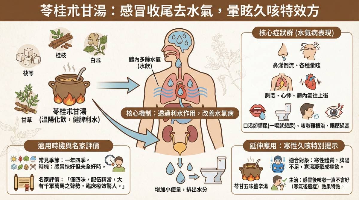苓桂朮甘湯可改善胸部的水氣障礙