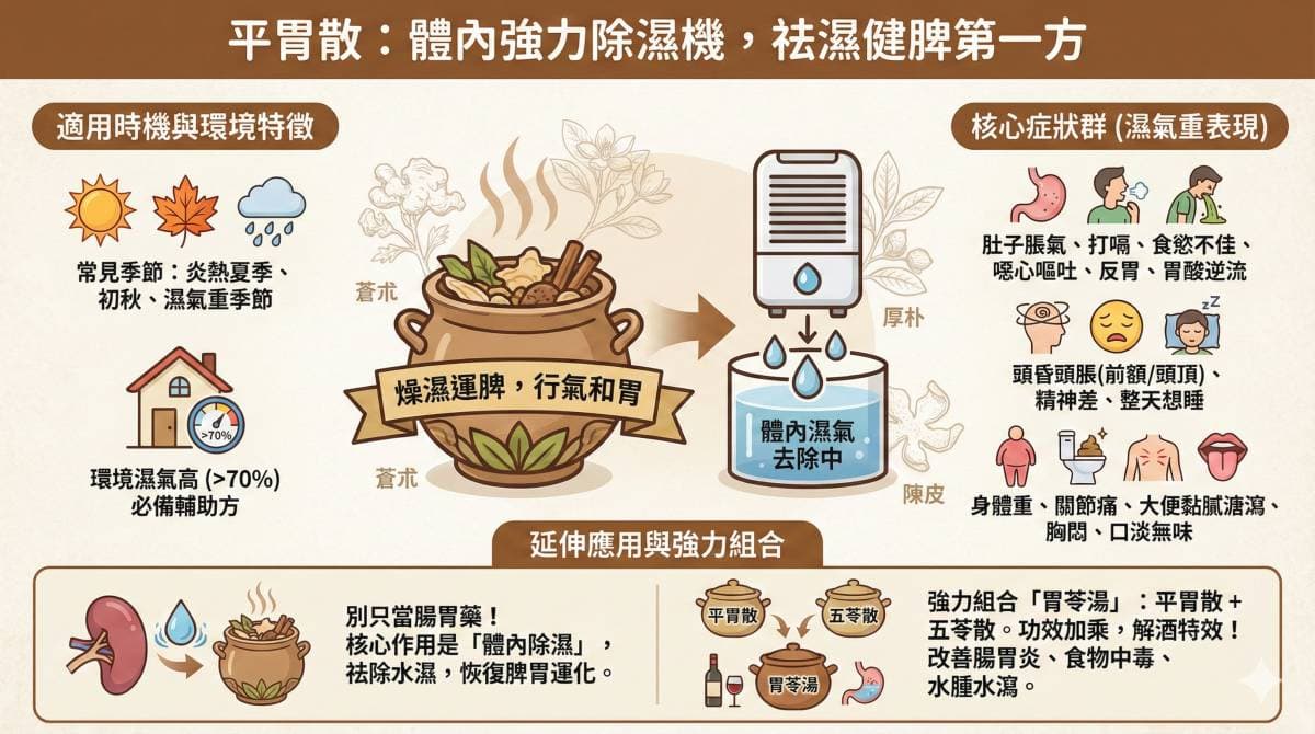平胃散可以想像是體內的除濕機