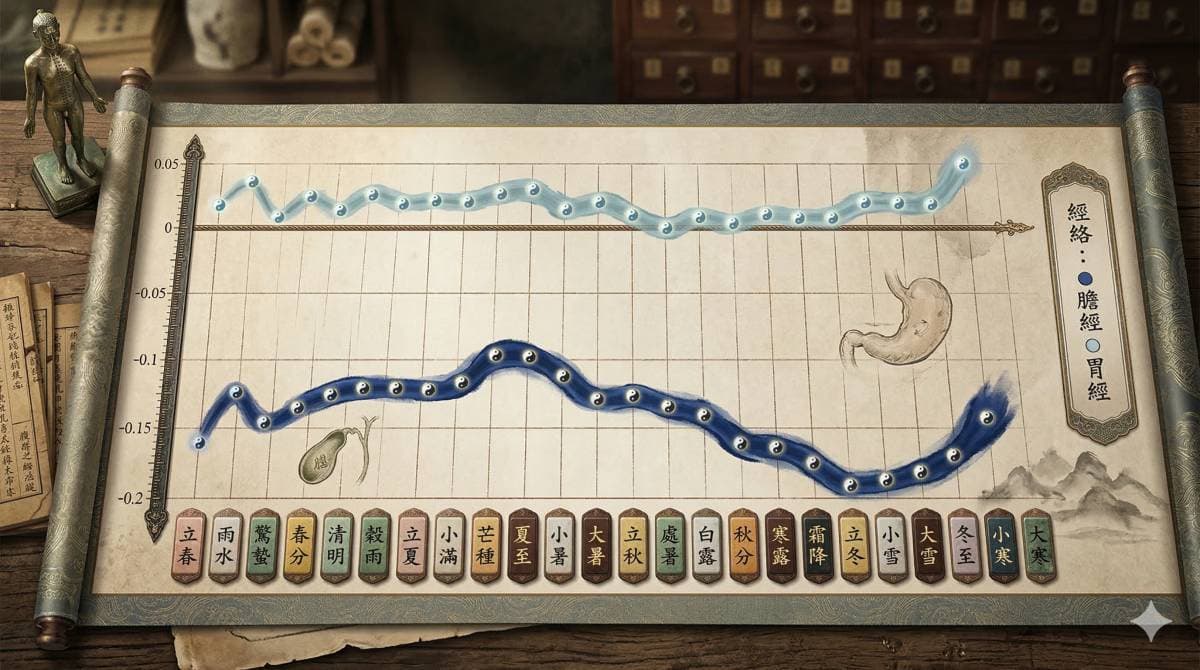 24節氣中，膽經與胃經的能量趨勢