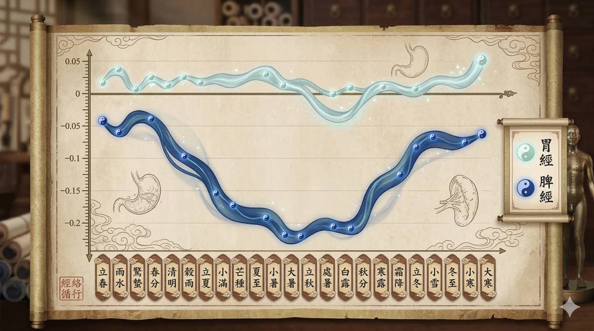 24節氣中，脾經與胃經的能量趨勢