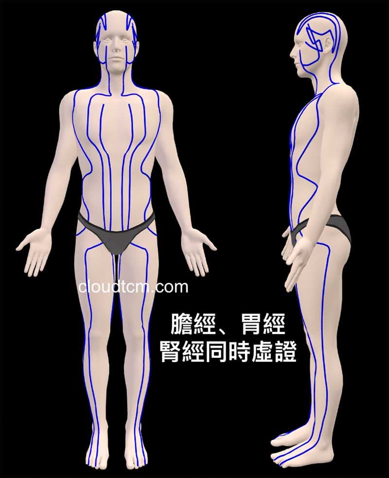 將經絡圖轉換成3D，呈現膽胃腎經虛證樣貌