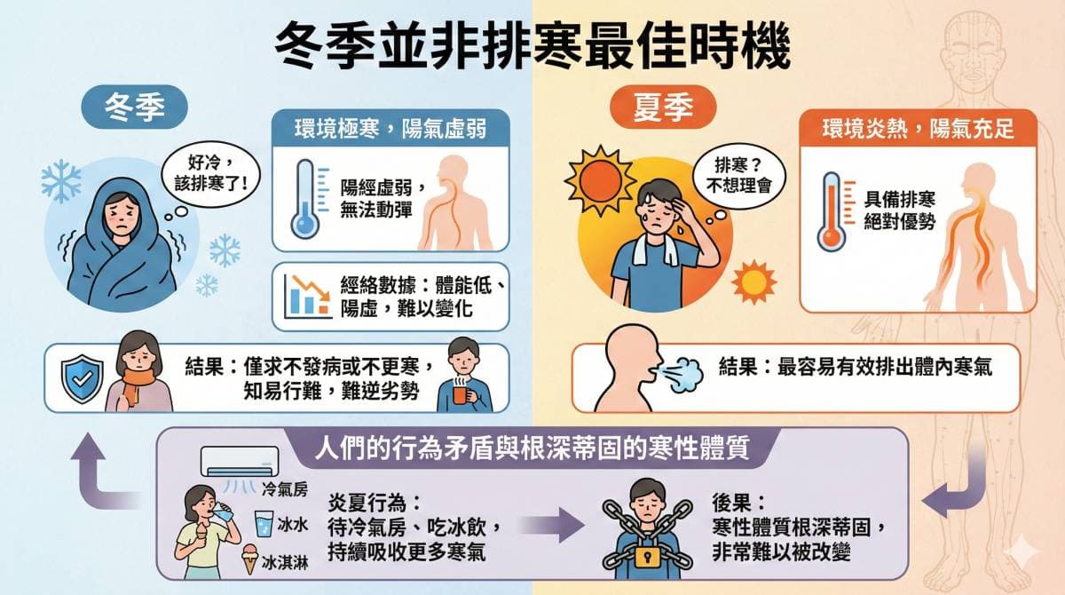 寒冷的季節並非是排寒的好季節