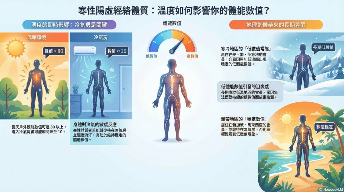 陽虛經絡體質的人，較容易出現低體能數值