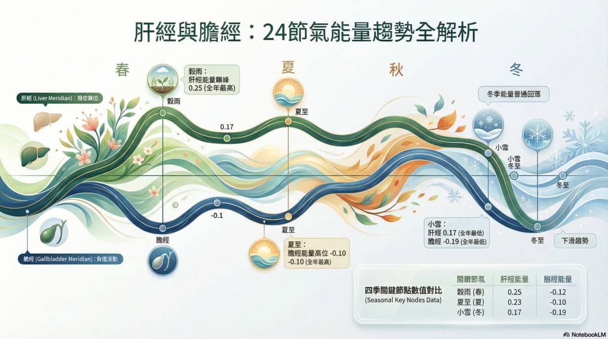 肝經與膽經在24節氣的能量趨勢變化