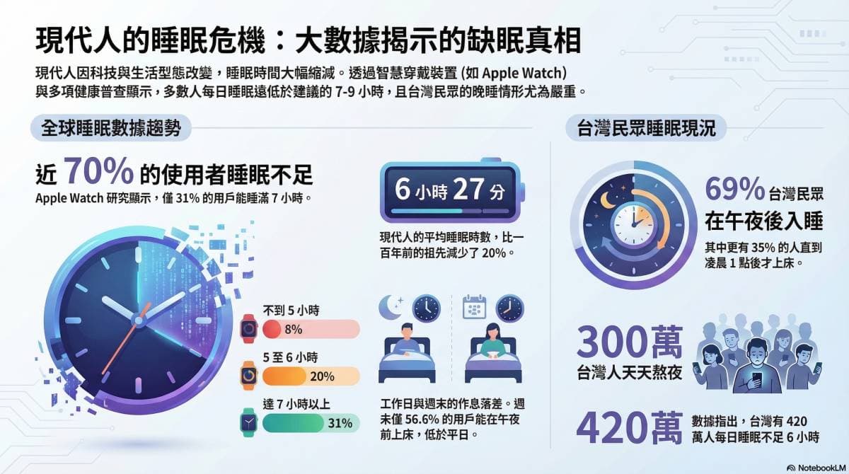 大數據顯示現代人明顯睡眠不足