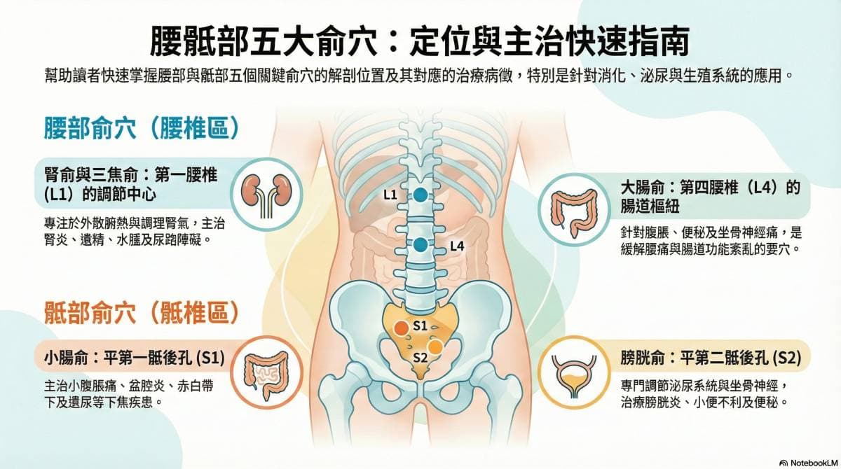 背部下半段(下背)主要影響泌尿生殖系統