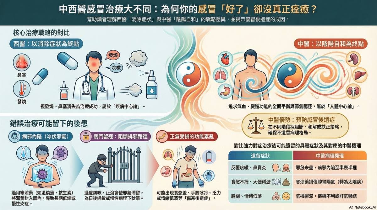 現代醫學治療感冒容易留下後遺症