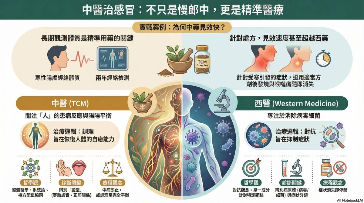 現代醫學與中醫，在治療感冒上的核心觀點不同