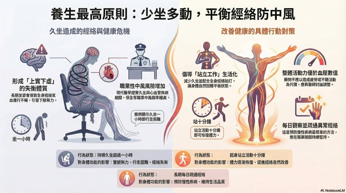 養生最高指導員則是「少坐多動」