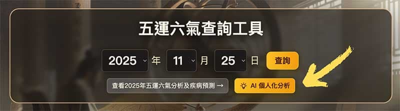 按下AI個人化五運六氣分析按鈕