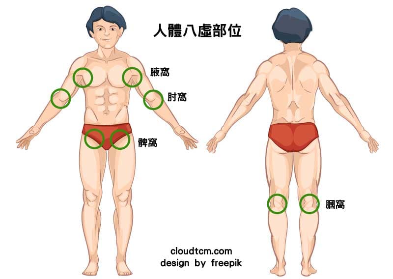 黃帝內經提到的人體八虛部位