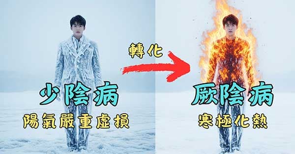 少陰病極度陰寒，厥陰病陰寒化熱