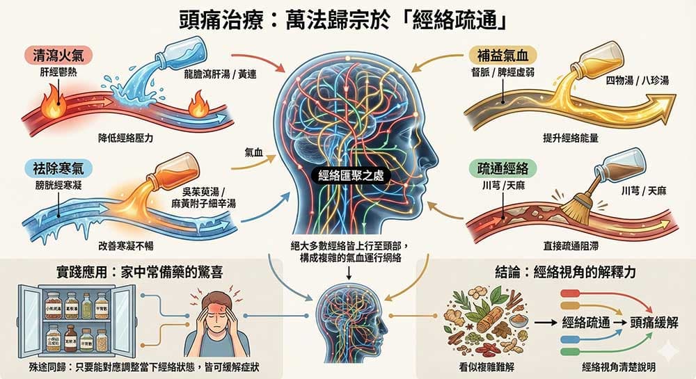 從經絡為下手點，可以解釋所有中藥療法的原理