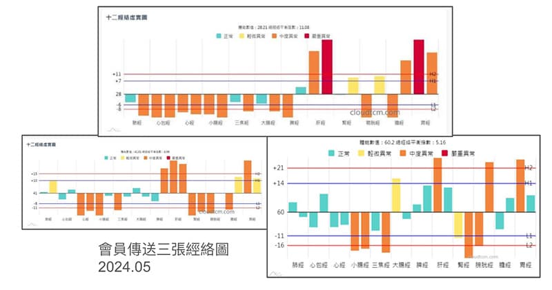 會員傳送三張經絡圖，懷疑檢測不準確