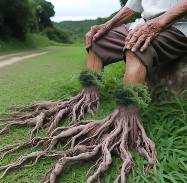人未老腳先衰，樹枯根先竭