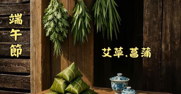 端午節，在門口掛艾草、菖蒲