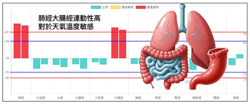 肺經與大腸經的能量連動性很高，對於天氣溫度也很敏感