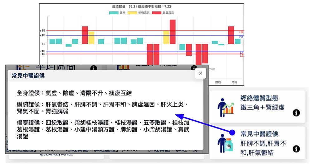 個人版自動分析出常見的相關中醫證候