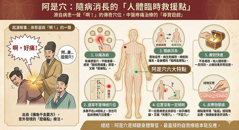 古人發現阿是穴，具備幾個特點
