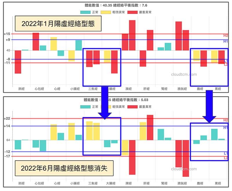 陽虛經絡型態明顯在進入夏天後消失