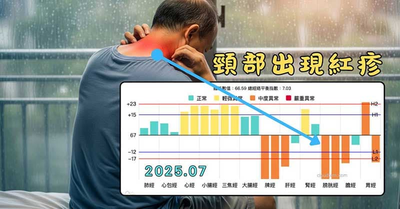 夏季出現頸部紅疹的經絡現象