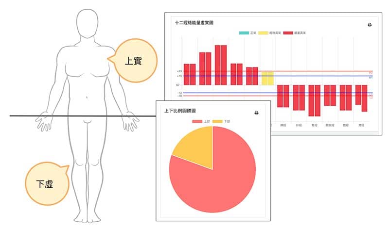 良導絡判讀4:上下比例反映出人體的精神與自律神經狀態