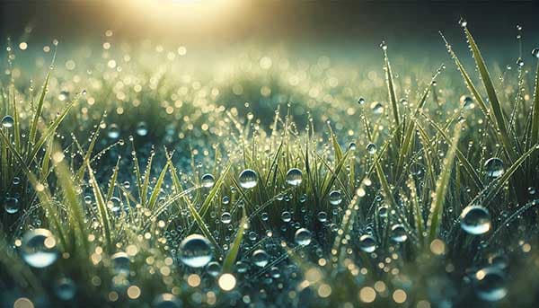 清晨的露水凝結成一顆顆白淨晶瑩的小水滴