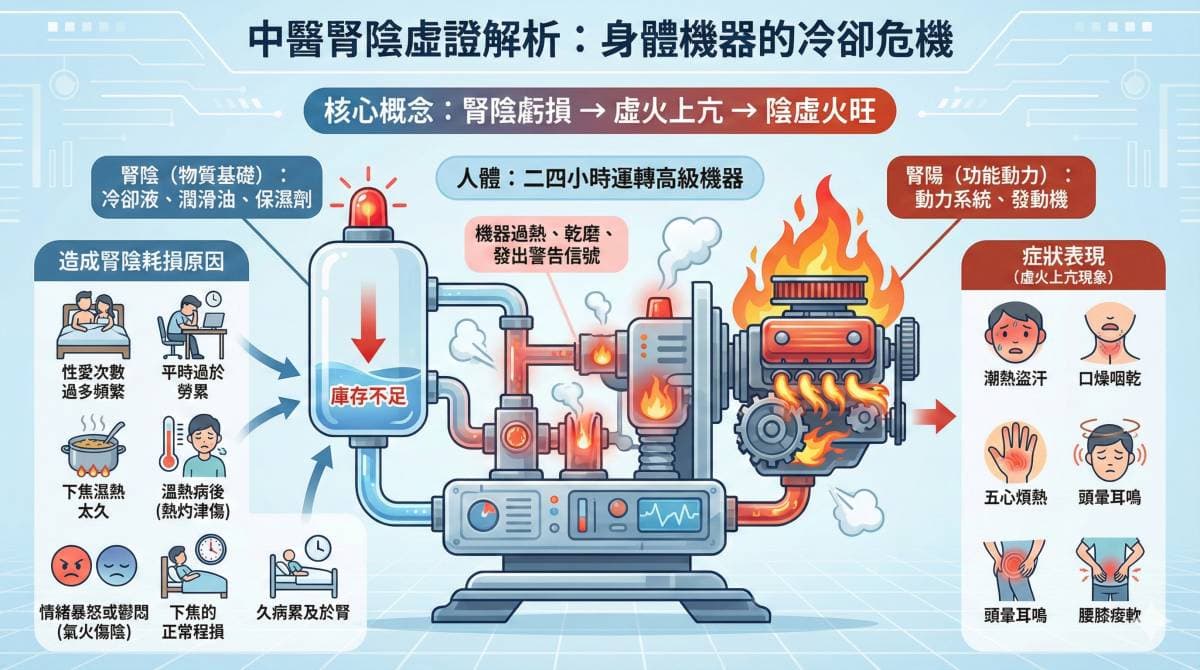 腎陰虛以想像是身體沒有足夠的潤滑與冷卻機制
