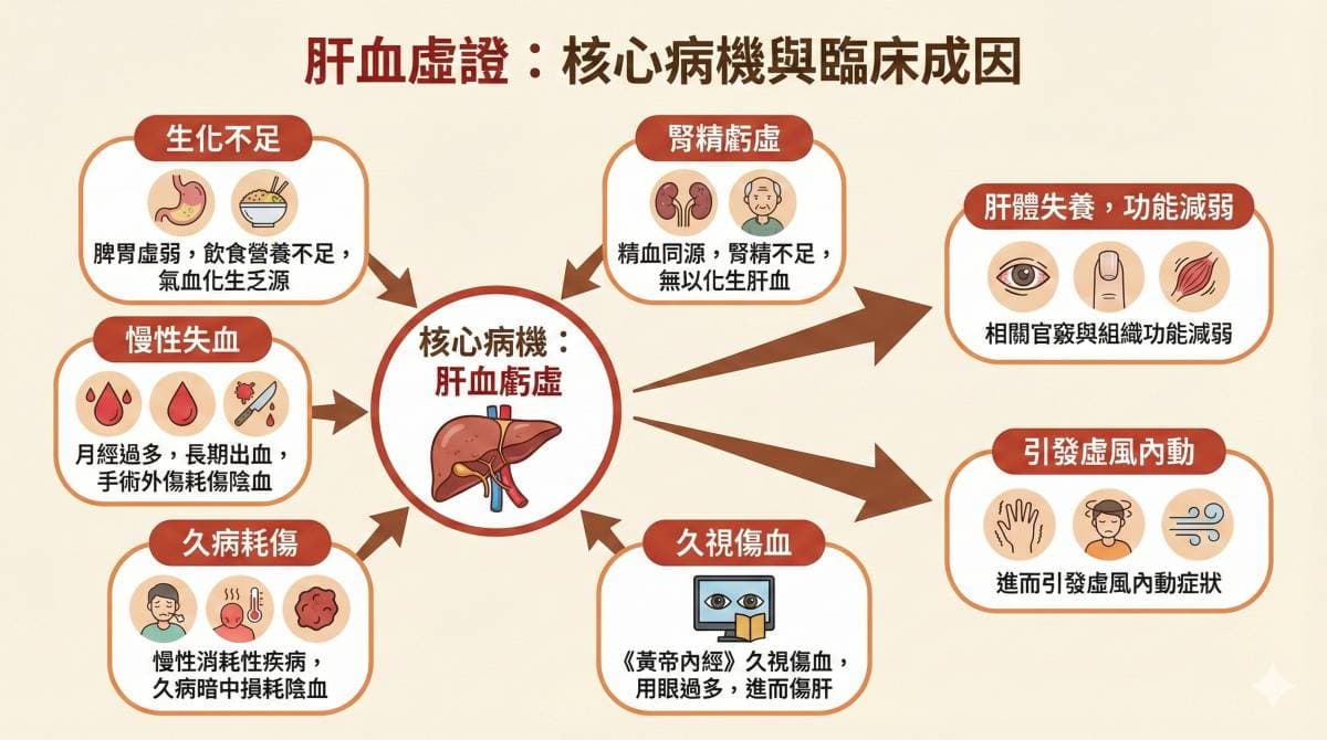 傳統中醫認為，造成肝血虛的原因非常多