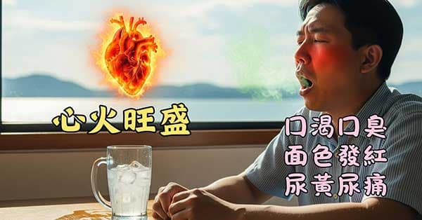 心火旺盛的人容易口渴口臭，尿黃尿痛