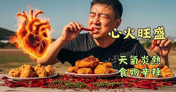 天氣炎熱，食物辛辣很容易造成心火旺盛