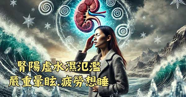 腎陽虛水泛時，會出現嚴重暈眩且極度疲勞