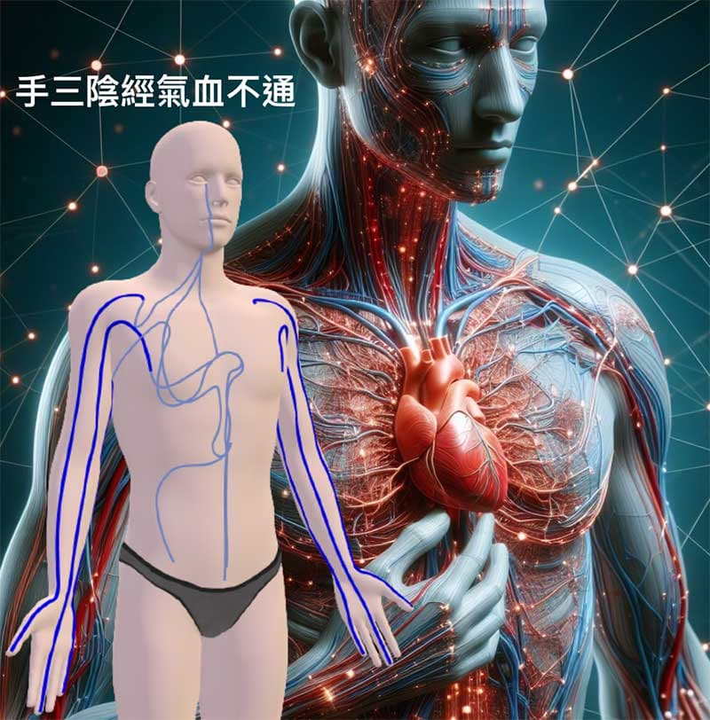 現代人很容易手三陰經」(肺經、心包經與心經)氣血阻塞