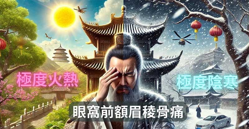 體內極度火熱,或是極度陰寒的人,會出現眼窩前額眉稜骨痛