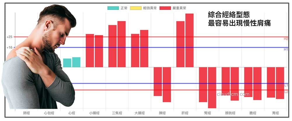 綜合經絡型態最容易出現慢性肩痛
